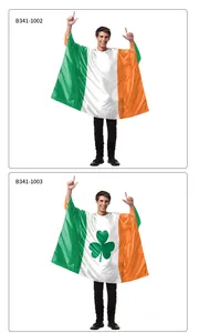 Detail of Irish Saint Patrick’s Day cloaks with tricolor stripes and clover prints