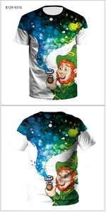 Detailed front and back views of St. Patrick's Day T-shirt with Leprechaun print