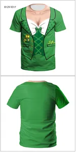 Front and back detail of St. Patrick's Day 3D print T-shirt with shamrock vest design