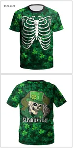 Front and back detail of St. Patrick's Day T-shirt with shamrock and rib cage print