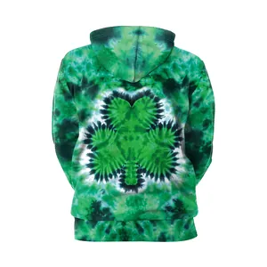 Sudadera con Capucha para Mujer Día de San Patricio Tie Dye Verde Trébol Impresión Digital Manga Larga Talla Grande con Bolsillo