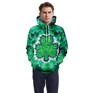 Sudadera con capucha tie-dye verde con estampado de trébol para San Patricio baseball