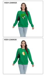 Détails de sweats verts St Patrick avec imprimés trèfles et drapeau irlandais