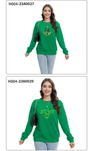 Détails des sweat-shirts de la Saint-Patrick avec trèfles et motifs de cœur verts