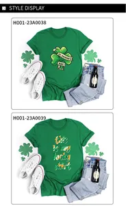 Flachbild von St. Patrick's Day grünen Baumwoll-T-Shirts mit Kleeblatt-Aufdrucken
