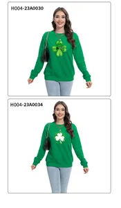 Détails des sweats verts de la Saint-Patrick avec imprimés trèfle et motifs chance