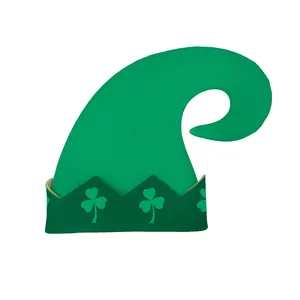 Green St. Patrick's Day elf hat with shamrock prints for holiday parade and party events