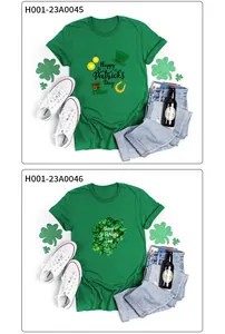 Flachbild von grünen St. Patrick's Day T-Shirts mit Kleeblatt-Prints und Festgrafiken