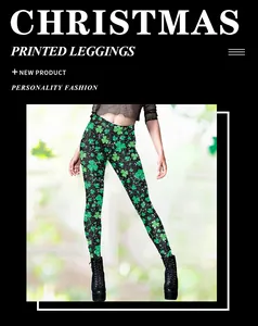 Dettaglio dei leggings di San Patrizio con trifoglio verde e stampa digitale a stelle bianche