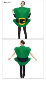 Vues avant et arrière du costume de chapeau vert pour la parade de la Saint-Patrick