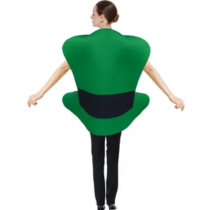 Costume de la Saint-Patrick pour Adultes Chope de Bière Trèfle Bouteille Verte Feuille Chapeau Tunique pour Défilé Scène Fête Carnaval