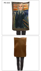 Detailed front and back view of The Scream oil painting costume for Halloween performance