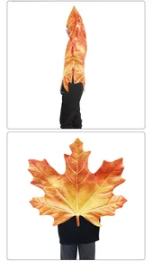 Detailed view of the realistic orange maple leaf hooded cloak with digital vein printing