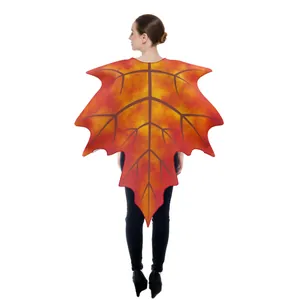 Vibrant maple leaf cosplay costume cape with gradient orange colors and dark veins