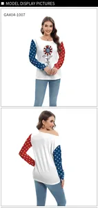 Dettaglio della stampa a girasole con motivi della bandiera americana sulla maglia a maniche lunghe