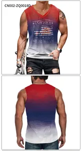 Front and back view of men's Independence Day tank top with American flag and USA print