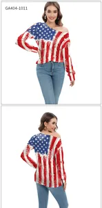 Vista anteriore e posteriore della maglia a maniche lunghe con bandiera americana