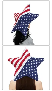 Detalle de gorro con forma de estrella bandera USA con rayas rojas y estrellas blancas
