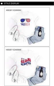 Détail de t-shirts blancs USA avec imprimés 'MERICA et Stars Stripes pour l'été