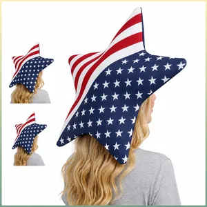 Sombrero Patriótico en Forma de Estrella Día de la Independencia USA Rojo Blanco Azul Barras y Estrellas Boina Fiesta