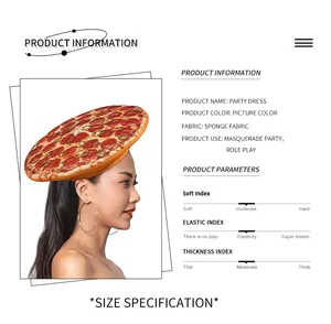 Details zu Stoff und Größe für den Pizza-Partyhut für Erwachsene aus Schwammgewebe