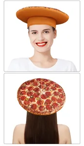 Detailaufnahme des realistischen Pizza-Digitaldrucks auf diesem lustigen Partyhut