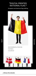 Detail view of digital printed national flag cloaks with high color fastness and vibrant colors