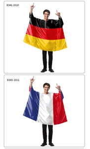 Lightweight glossy flag ponchos featuring German and French digital print flag patterns