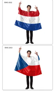 Detail of vibrant national flag capes for sports events and street festivals
