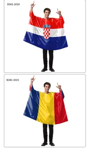 Detail of Croatia and Romania flag capes with glossy digital print for sports events
