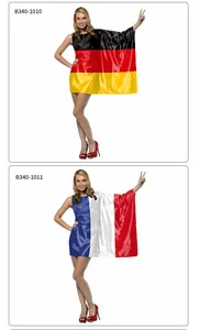 Detail of national flag digital print costumes with German and French flag patterns