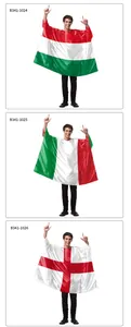 Detailed view of glossy polyester festival capes featuring national flag digital prints
