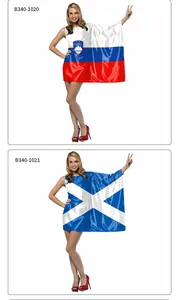 Detailed view of Slovenian and Scottish flag digital print one-shoulder party dresses