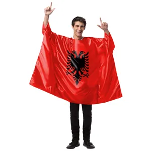 National Flag Pattern Digital Printed Cape Poncho Satin Smooth Adult Unisex Costume For Carnival Festival Sports Performance