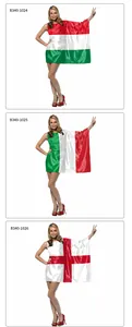 Three creative flag print dresses in Hungarian, Italian, and English cross designs