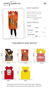 Tableau des tailles détaillé pour déguisements Halloween enfants avec divers modèles