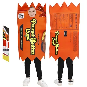 Costume de Cosplay Alimentaire Drôle pour Enfants Halloween Tissu Éponge Chocolat Frites Ketchup Tenue pour Performance Scénique