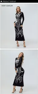 Front and side view of skeleton print maxi dress with gothic butterfly elements
