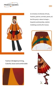 Détail du costume de monstre Kasa-obake montrant l'impression 3D et le tissu confortable