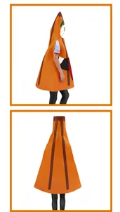 Vue détaillée arrière et latérale du costume créatif orange en forme de crayon pour cosplay