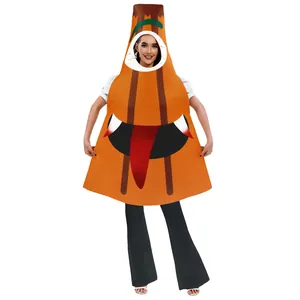 Costume de monstre orange amusant avec grande bouche et langue rouge pour cosplay Halloween