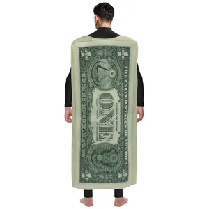 Cape de déguisement de dollar pour Halloween, Châle imprimé billet de un dollar réaliste