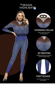 Detail showing 3D digital print and high-quality stitching on slim fit bodysuit