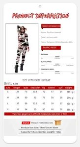Size chart for Halloween bloody mummy catsuit with detailed measurements in cm from S to XL