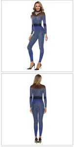 Detailed front and back views of a sequined gradient long sleeve bodysuit with glitter detail