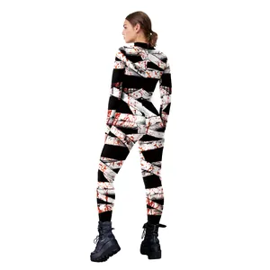Halloween bloody bandage mummy bodysuit with realistic digital print for women costumes