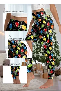 Dettagli della vita alta elastica e stampa natalizia sui leggings da yoga