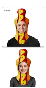 Tocado de disfraz de hot dog realista con estampado de mostaza para fiestas de Halloween