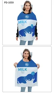 Detalle del disfraz de botella de leche para adultos con divertidos gráficos naturales