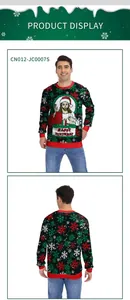 Detailed front and back view of Christmas sweatshirt with Jesus and snowflake print